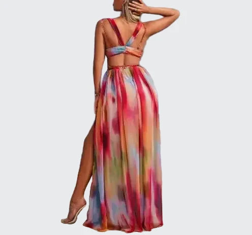🍒Sleeveless long dress maxi summer clothing for women beach style vacation fashion female high waist outfit  Beach Beauty