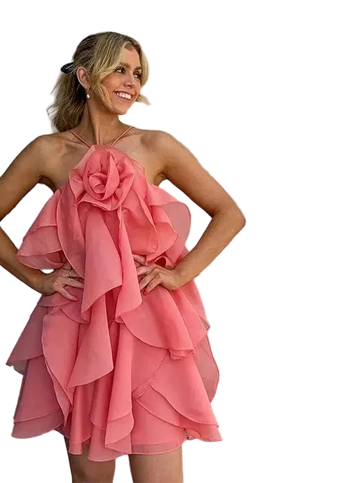 🍒Ruffles long dress for women 3d fower backless sleeveless outfit slim fit maxi dress summer fashion clothing holiday party wear beach layer occasion clothes Maxi-mum Ruffle Without Kerfuffle
