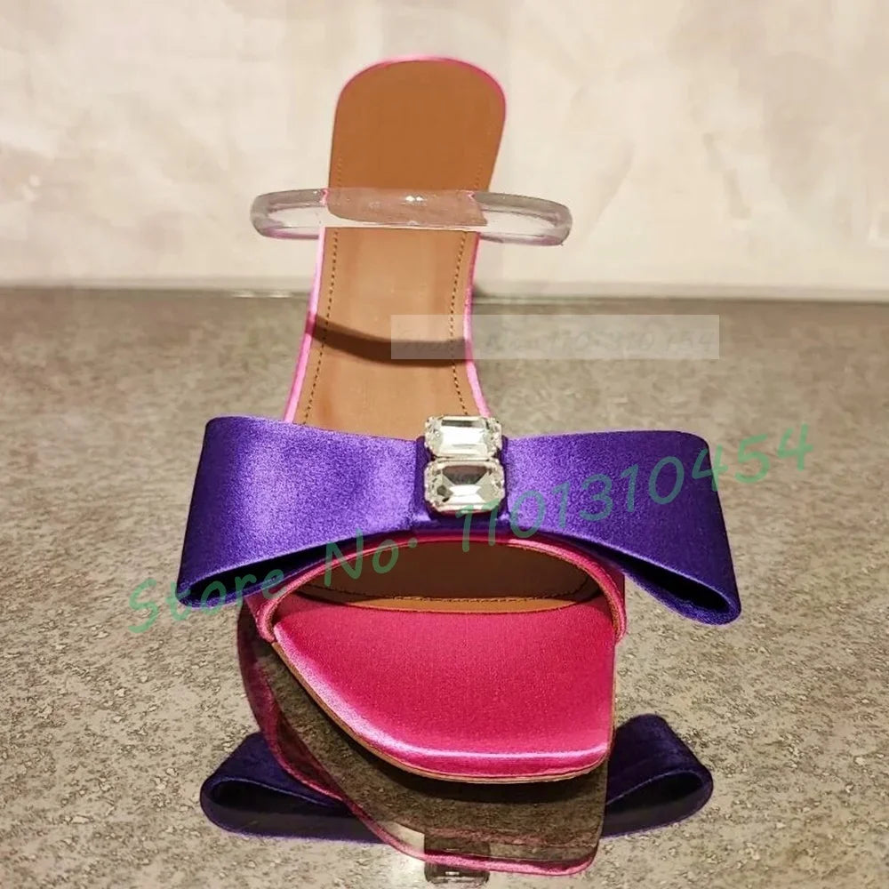 🍒Strikkie satyn hoëhakskoene geleentheidslippers dames kristalsandale bling skoene vir troue somerpompe pvc-band gemaklike ooptoon skoene Sassy Satyn Slippers