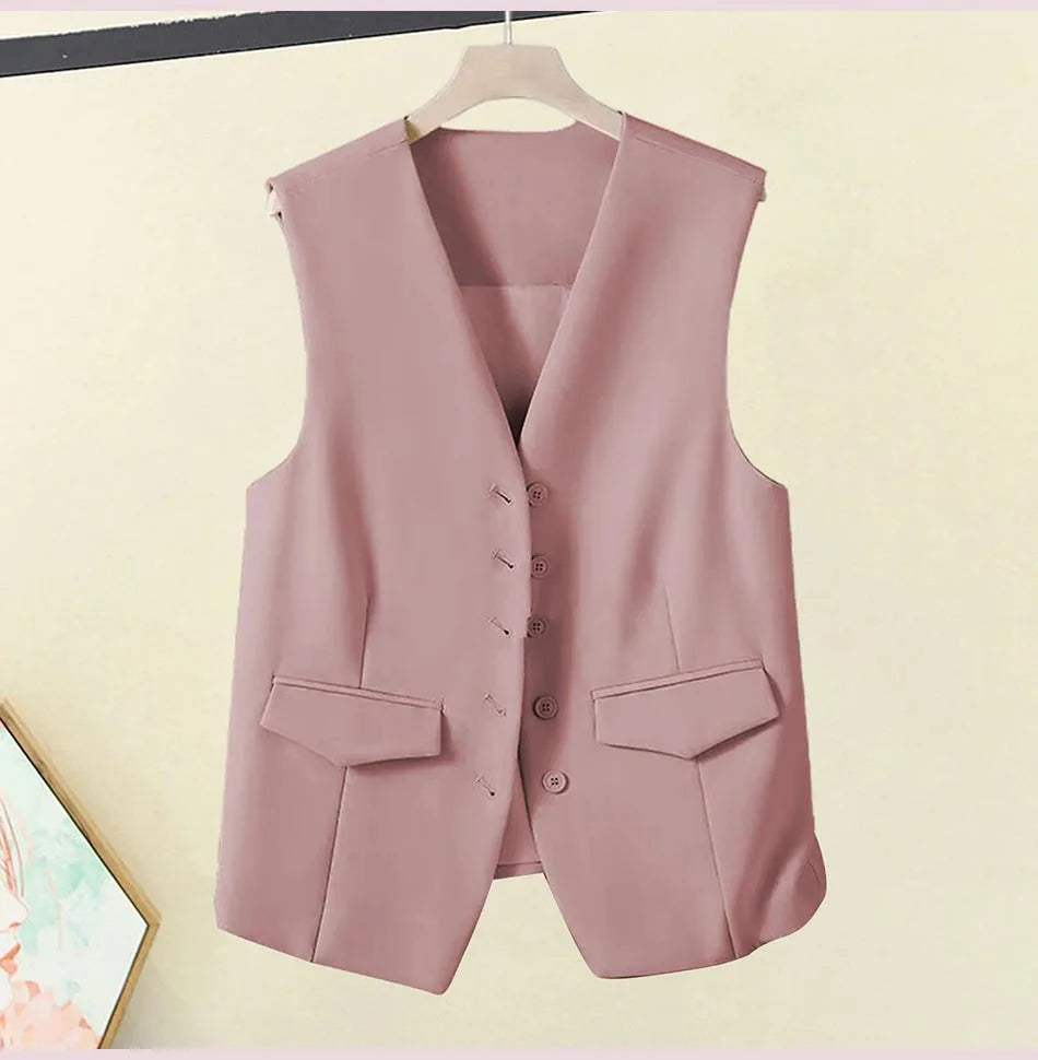 🍒Women suit vest elegant v-neck business casual waistcoat sleeveless solid jacket solid single breasted work clothes occasion wear dont WAIST time wanting this COAT