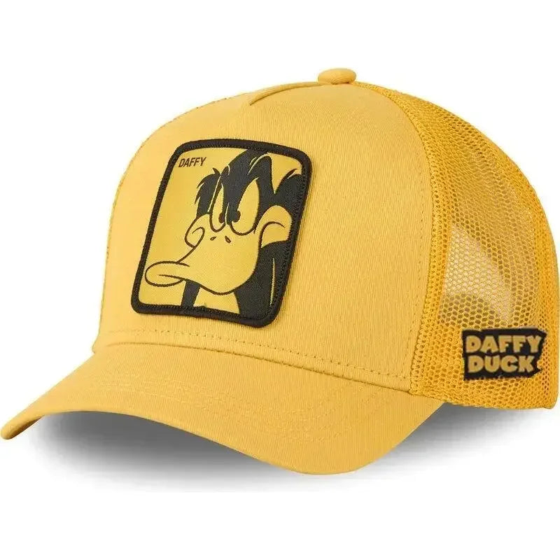 🍒Tekenprent bofbalpet hoë kwaliteit unisex geborduurde pleister bofbalpet unisex vragmotorpet net hoede vir vroue sonhoed