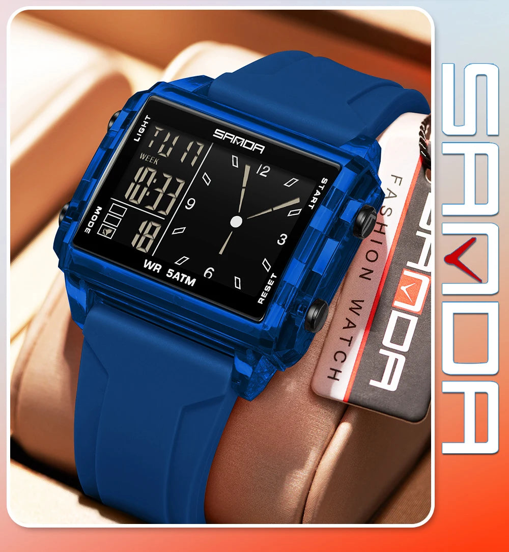 🍒Fashion electronic watches unisex luminous calendar time piece waterproof clock outdoor sports Casual Ladies Digital Wristwatch  Face The Day With A Big Face
