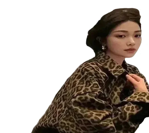 🍒动物印花衬衫外套女宽松豹纹开衫春装外套宽松慵懒通勤时尚女装SAFAR AS I CAN SEE THIS ANIMAL’S COOL