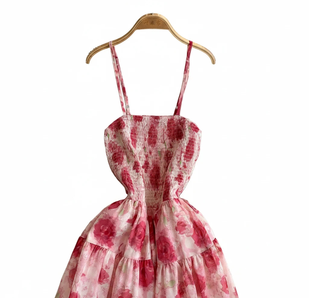 🍒Backless summer dress for women fashion beach wear slip sleeveless spaghetti straps smart casual outfit Flouncey Floral Fun