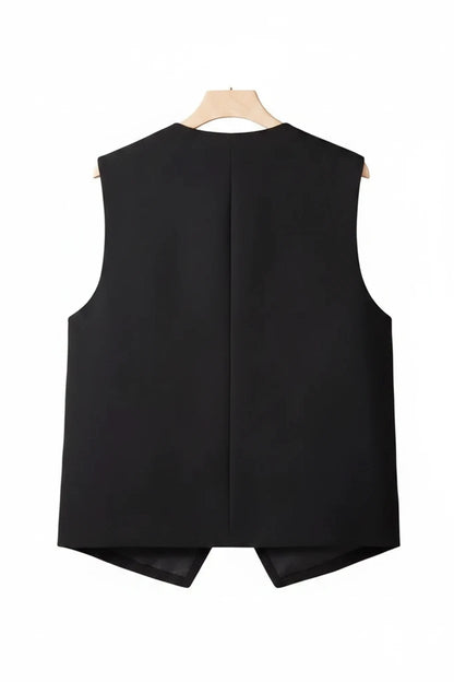 🍒Suit vest for women v-neck  business vest jacket sleeveless waistcoat with pocket front for office commute style buttons sleeveless outerwears  Cute Covers