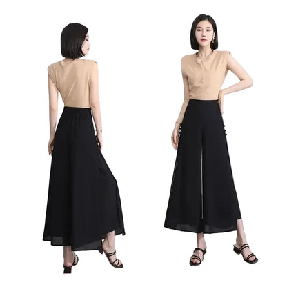 🍒High waist summer skirt trousers for women smart casual wear a-line clothing aesthetic quality pants No Need To Look Far And Wide For This Wide Wide