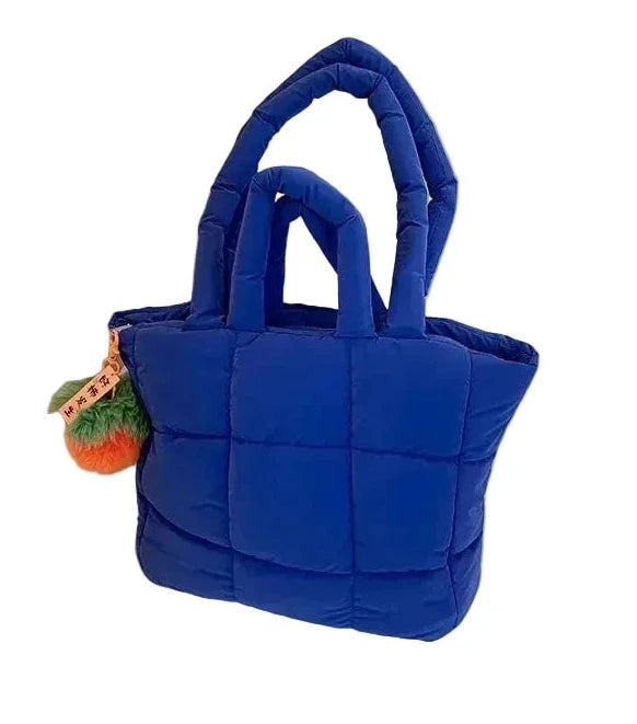 🍒Womens tote handbags quilted puff bag waterproof retro trendy shoulder bag large capacity solid colour soft casual accessory with decoration  don’t get PUFFed out with poor BAGs get this cutie