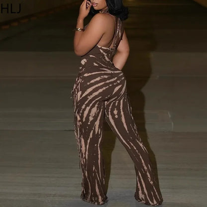 🍒 Bodycon Jumpsuit met kwassies vir vroue, halter-uitrusting, ruglose skraal lang rompers vir vroue, vroue se klubdrag, partytjiedrag, mode. Bederf Jouself Met 'n Sjokoladewervel