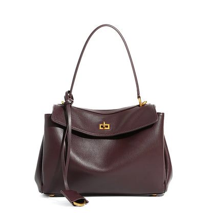 🍒Large capacity leather bag with lock for women's tote with advanced locking fashion high sensibility underarm bag that fits laptop smart casual accessory  Lock On To High Quality