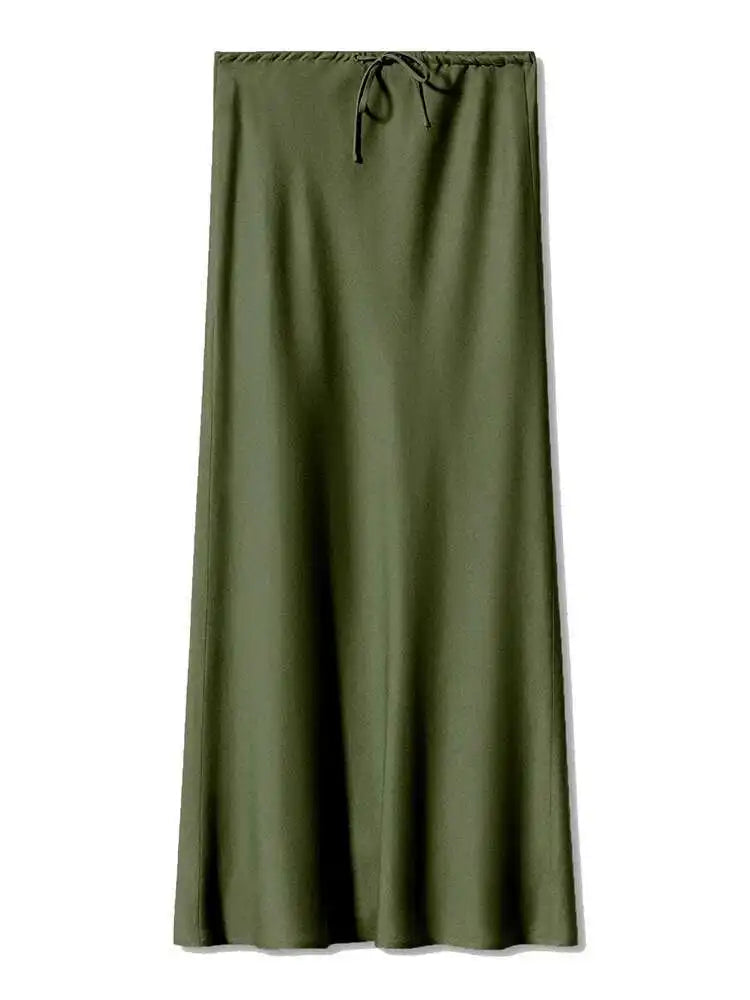 🍒Long satin skirts maxi for women straight elegant silky skirts long elasticated waist Put This Jewel In The Crown Of Your Wardrobe