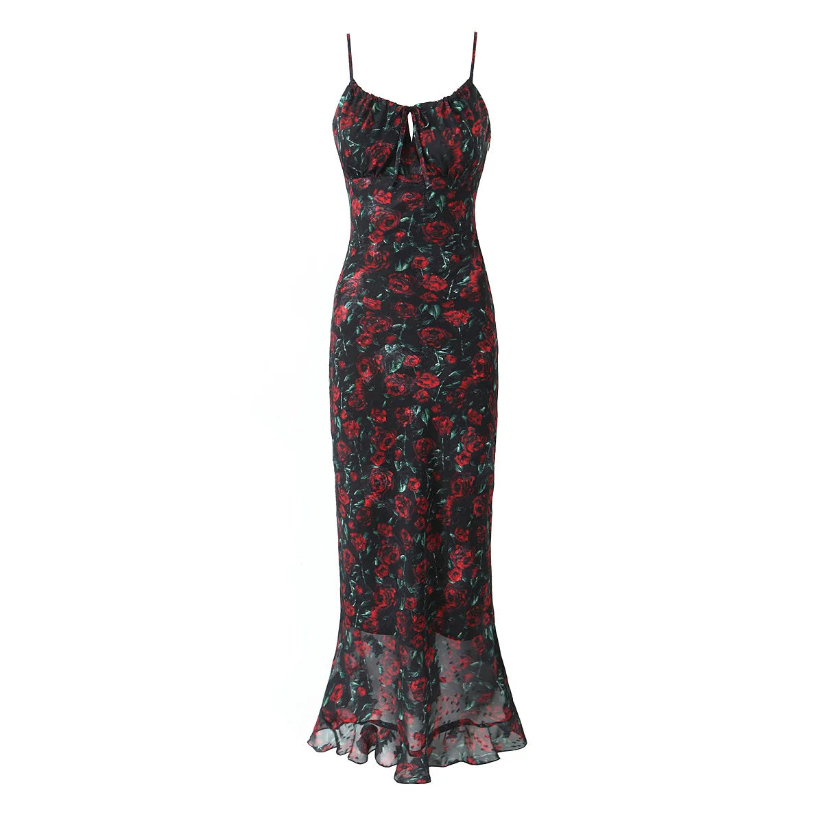 🍒Midi dresses for women bodycon summer outfits vintage clothes front tie floral fashion wear smart casual chiffon clothing  Rosey Posey