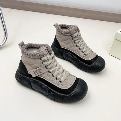 🍒Plush stewels, verdikte sool sneeustewels, gemaklike slytvaste warm diksoolskoene vir dames, nuwerwetse veterskoene, gemaklike stapskoene vir vroue – Koop hierdie Stewel-skoonhede
