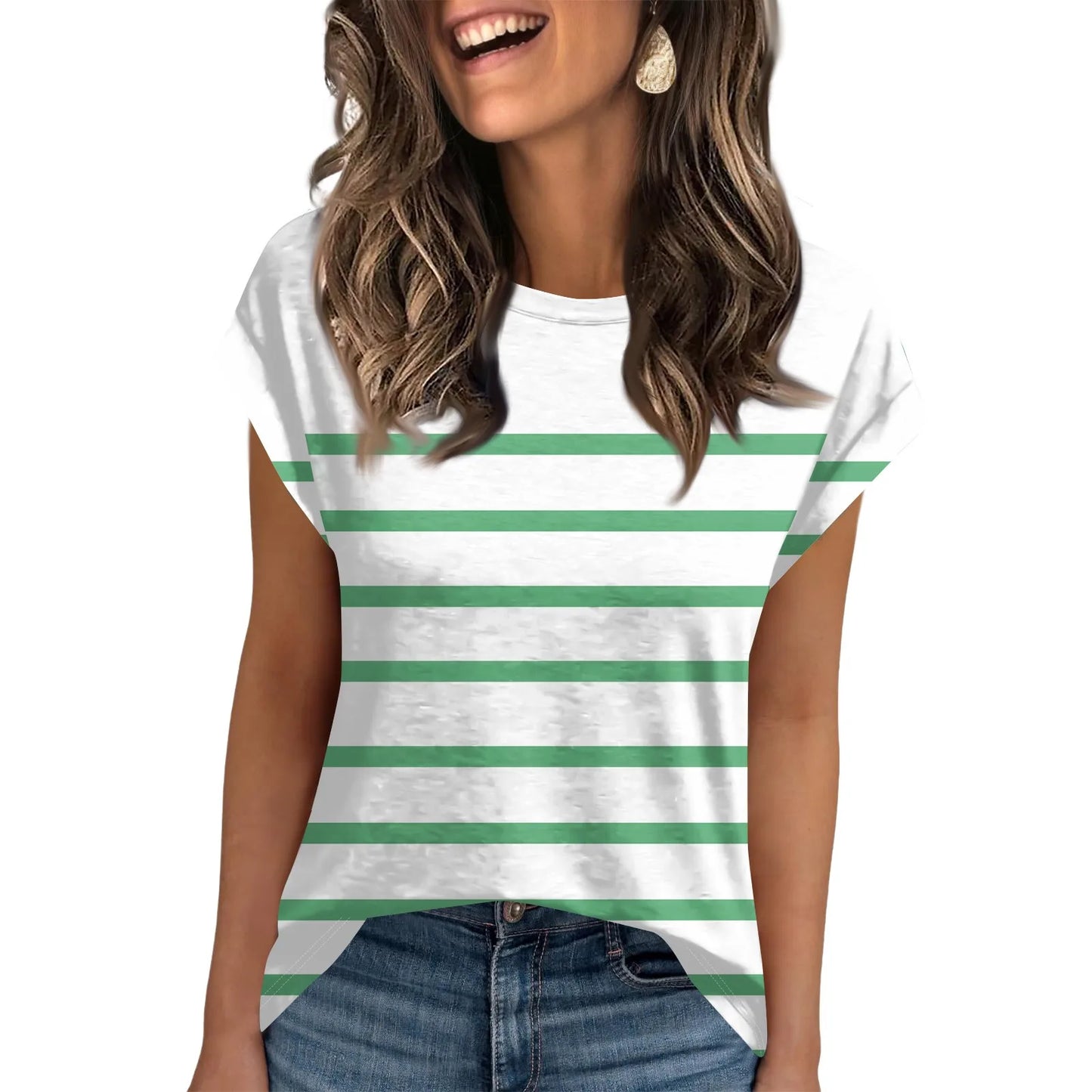 🍒Dames somer tops kortmou gestreepte oefen t-hemp om onder baadjie te dra mode nuwerwetse klere