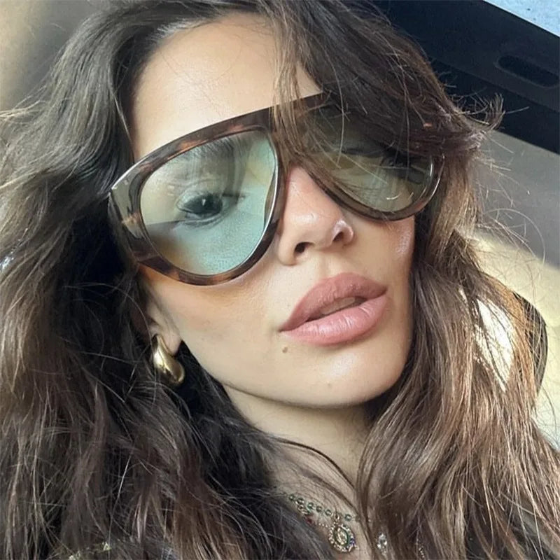🍒Vintage ovale gradient sonbrille T sonbrille, nuwerwets ontwerper sonbrille, unisex ry sonbrille, vroue luiperd skakerings uv400wye Oog Hierdie Tier
