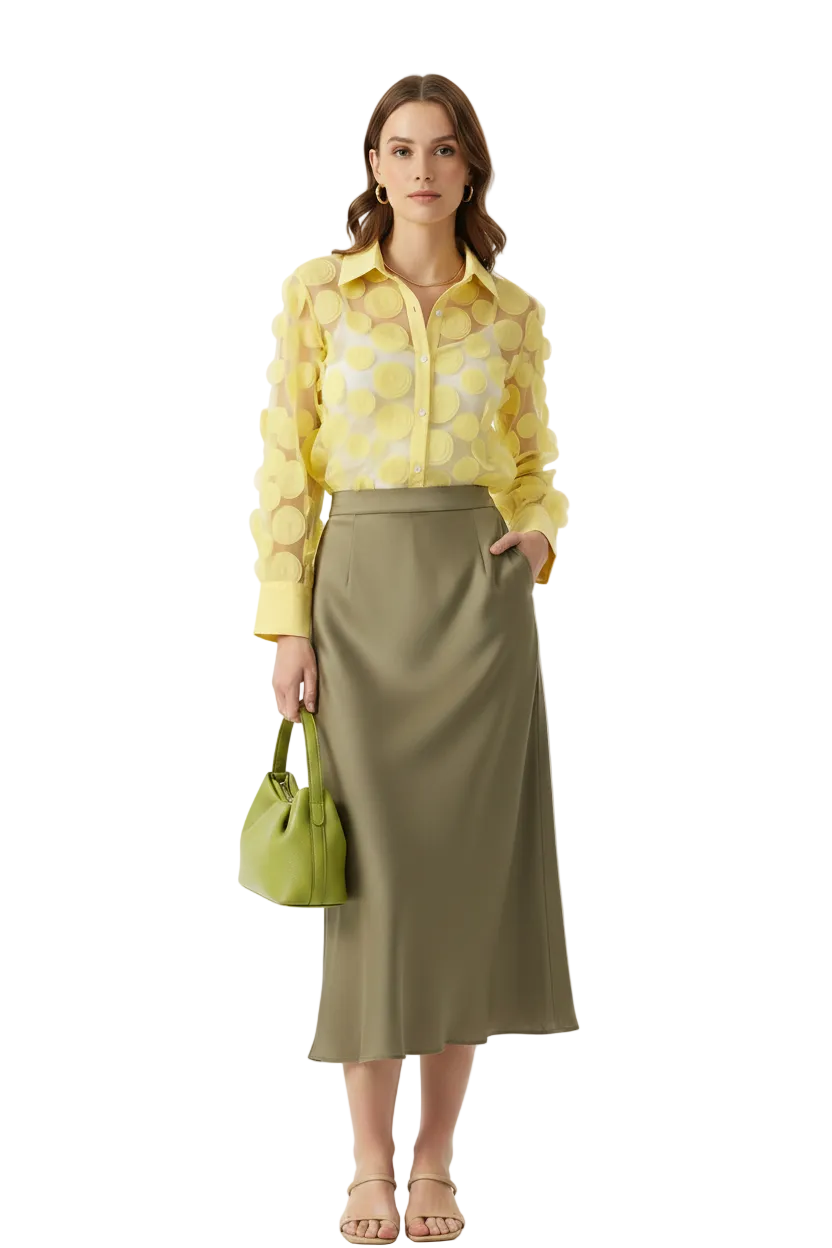 🍒Elegante Franse bloes 3D blom semi-deursigtige gaashemp top vroue lanternmou bloese somer Pick A Peach Or Two