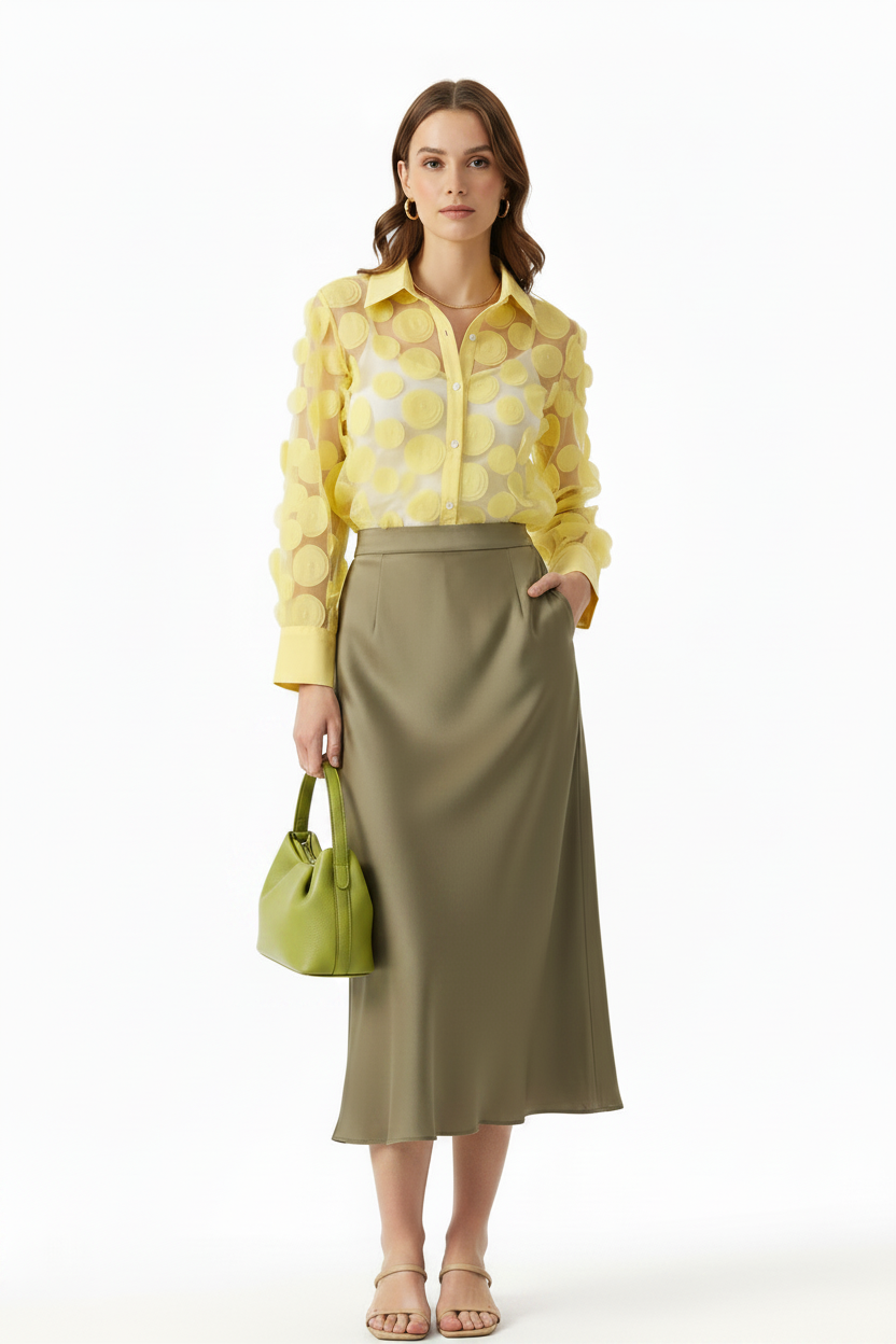 🍒Elegante Franse bloes 3D blom semi-deursigtige gaashemp top vroue lanternmou bloese somer Pick A Peach Or Two