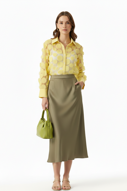 🍒Elegante Franse bloes 3D blom semi-deursigtige gaashemp top vroue lanternmou bloese somer Pick A Peach Or Two