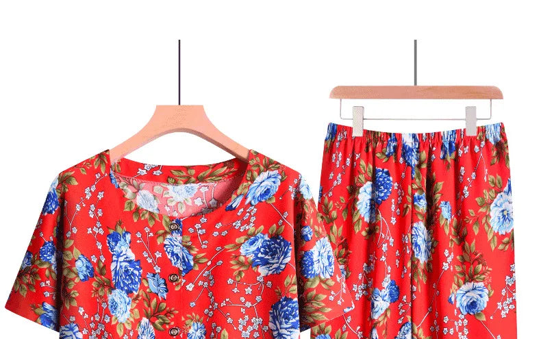 🍒Broek en T-hemp slaapklere stel katoen kortbroek en T-hemp sitkamerdrag bo-stuk en broek tuisdrag Slaapklere vir vroue 2-stuk slaapstel Trek jou BROEK en TEE aan en jy sal REG wees