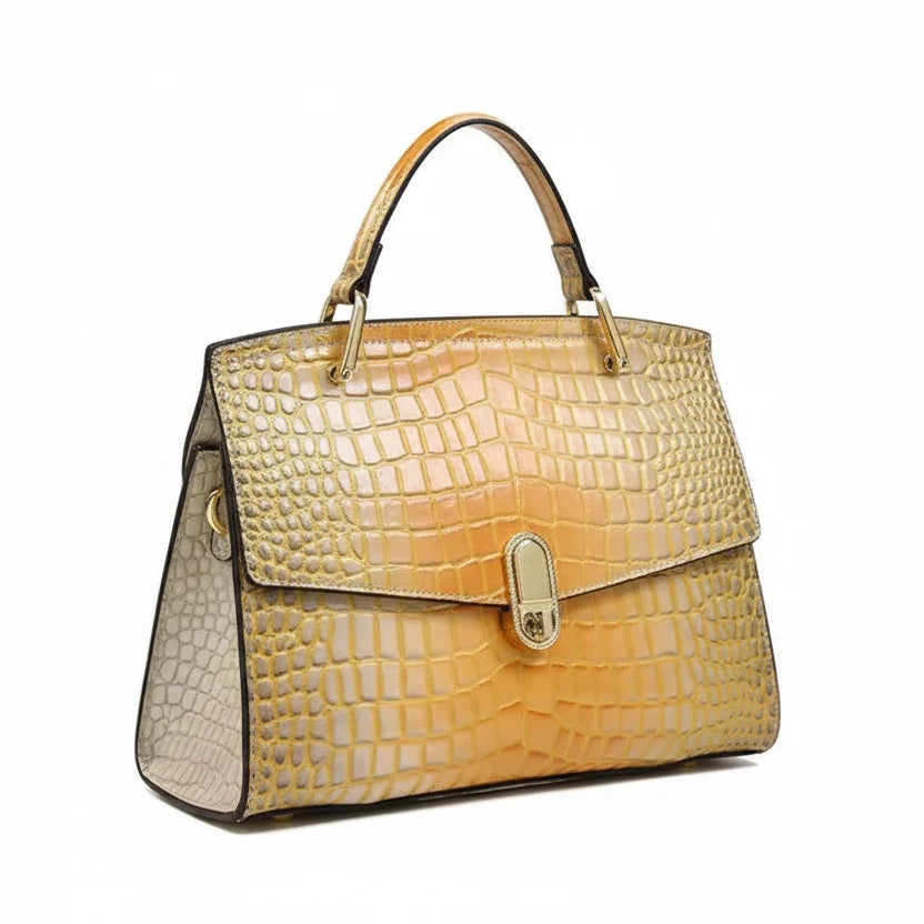 🍒Luxury designer handbags for women crocodile print bag brand high quality crocodile crossbody purse cowhide tote bag women's occasion fashion accessory  Snap Up Your Cool Crinkly Croco