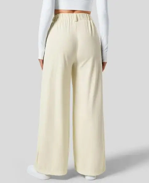 🍒Elegant women straight pants flowy solid colour high waisted trousers wide leg work wear female fashion clothes No Need To Put The Leg Work In To Get These Legs