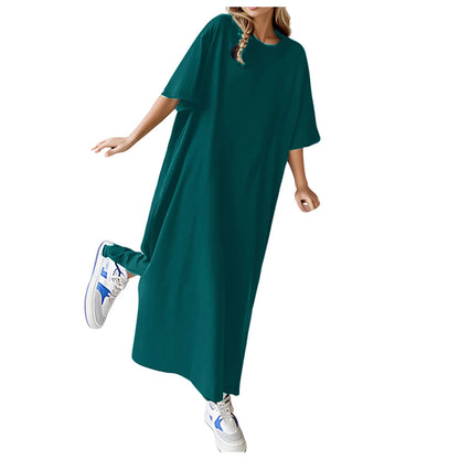 🍒Plusgrootte los rokke t-hemp rok huisdrag kortmou uitrusting lang maxi oorgroot somermode strandsonrok tot 3XL Beste Basiese