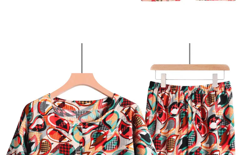 🍒Broek en T-hemp slaapklere stel katoen kortbroek en T-hemp sitkamerdrag bo-stuk en broek tuisdrag Slaapklere vir vroue 2-stuk slaapstel Trek jou BROEK en TEE aan en jy sal REG wees