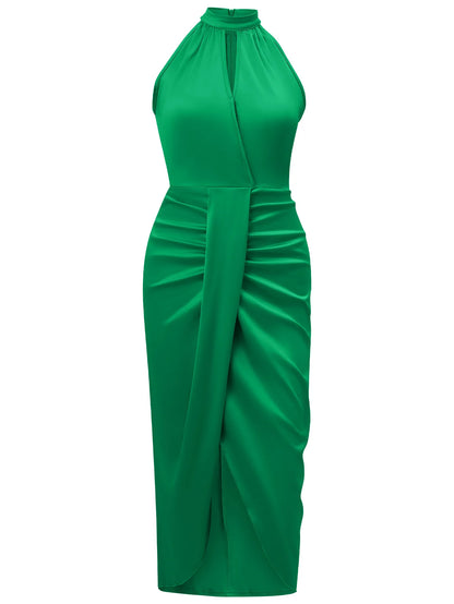 🍒Women's halter evening dresses party fashion clothing elegant long outfit occasion wear midi Be Seen In Emerald Envy Green Or Red Instead…