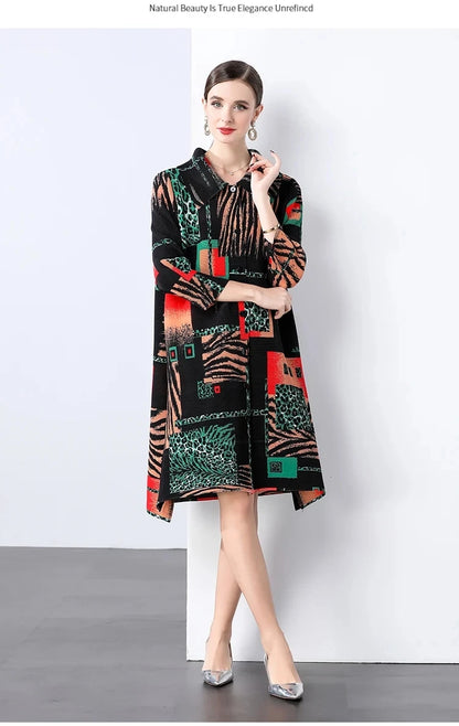 🍒Plus size pleated shirt dress color block outfits loose one size fits all  stretch cardigans smart casual clothing women
