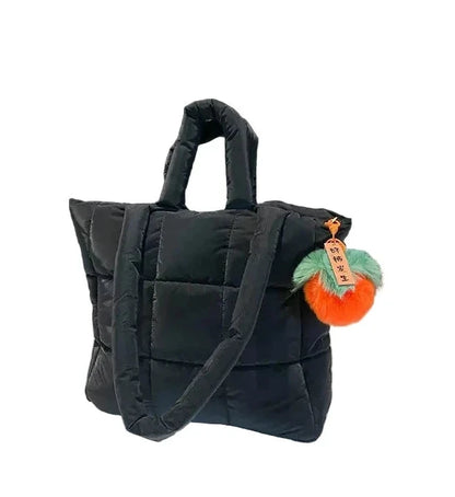 🍒Womens tote handbags quilted puff bag waterproof retro trendy shoulder bag large capacity solid colour soft casual accessory with decoration  don’t get PUFFed out with poor BAGs get this cutie