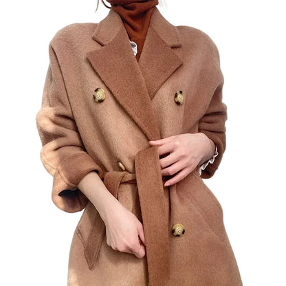 🍒Cashmere and wool coat thick double-sided two in one coat fashion for women beautiful Suit Jackets With Belt No Pulling The Wool Over Your Eyes With This Cashmere