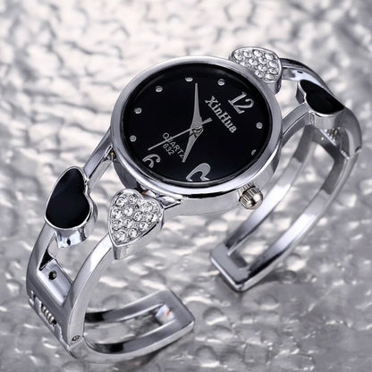 🍒Womens heart watch Design quartz fashion bangle silver classic crystal Stainless Steel colour face wristwatch smart casual jewellery   Watch This Bang For Your Buck