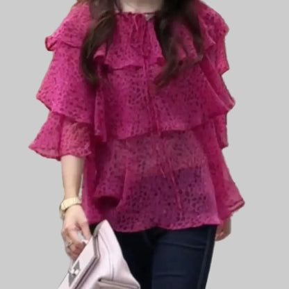 🍒Chiffon blouses for women fashion clothes oversized tops for summer blouse shirt smart casual going out tops Float Around Town  In your Flouncy