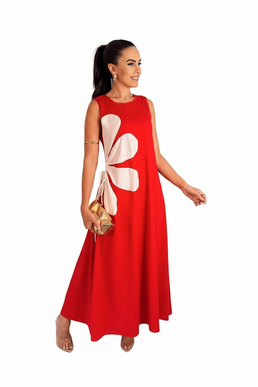🍒Blommerplasing rok moulose somermode vir vroue blomme-uitrusting gedrukte middellyf hol uit maxi rok vroulike gemaklike drag vakansiedrag strandpartytjieklere Mouloos Ritssluiting agterop vakansiedrag Wees 'n blommevrou aan die kant