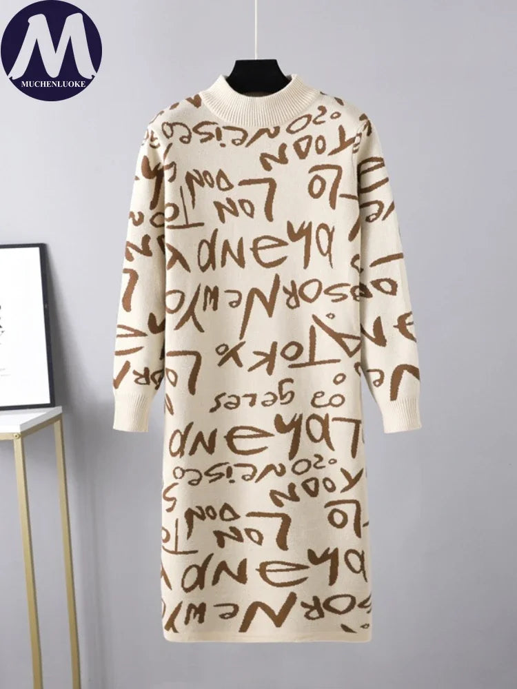 🍒Women's jumper dress o-neck sweaters elegant cool autumn, winter fashion knit pullover smart casual wear