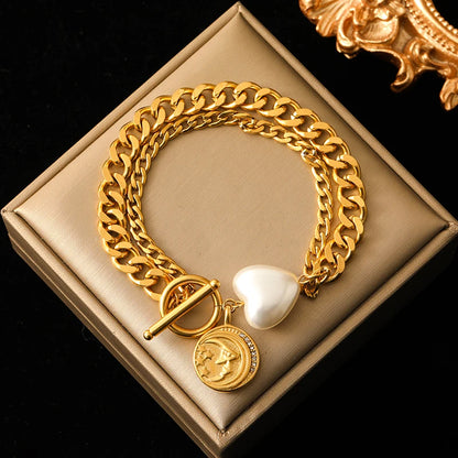 🍒Stainless steel star bracelet gold colour star charm moon starfish bracelet trendy wrist chain for women Jewellrey gifts  party accessories FISH Out This STAR