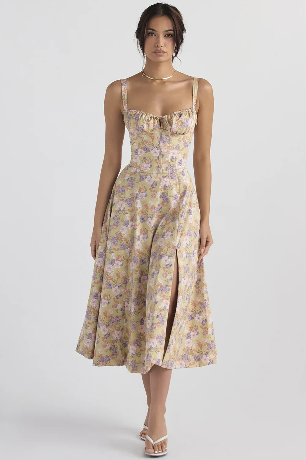 🍒Blompatroon somerrok balkonet elegante soliede moulose onderrok vir vroue, pasgemaakte middel met uitlopende romp a-lyn uitrusting. Geniet Die Bloem Balkon-nett