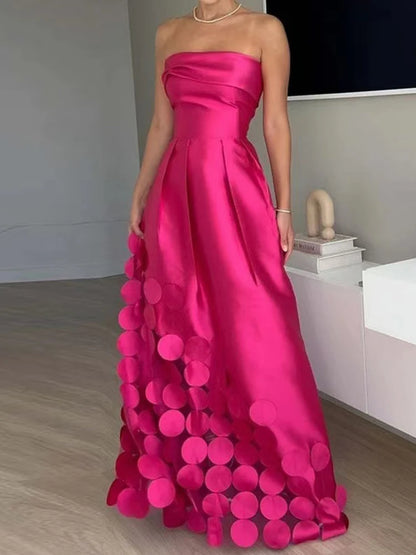 🍒Strapless satin dress hollow out party dress backless design women's occasion wear summer chic fashion banquet evening dresses DIsc-over