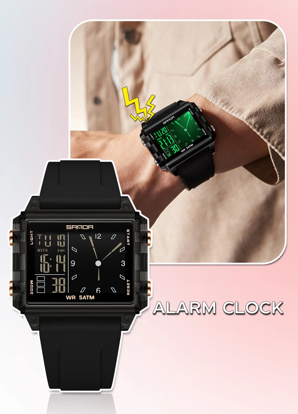 🍒Fashion electronic watches unisex luminous calendar time piece waterproof clock outdoor sports Casual Ladies Digital Wristwatch  Face The Day With A Big Face