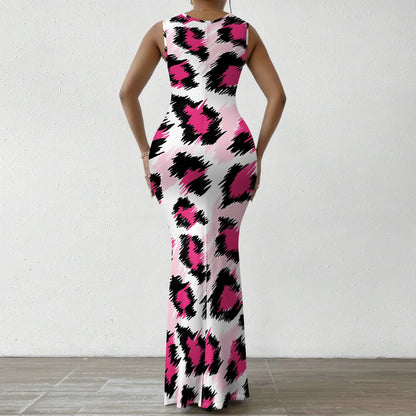🍒Colourful dress maxi sleeveless fashion boycon bold animal print clothing party evening wear resort wear cowl neck outfit Lookgood Lioness Leopard