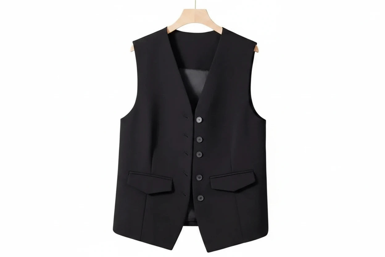 🍒Suit vest for women v-neck  business vest jacket sleeveless waistcoat with pocket front for office commute style buttons sleeveless outerwears  Cute Covers