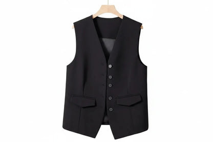 🍒Suit vest for women v-neck  business vest jacket sleeveless waistcoat with pocket front for office commute style buttons sleeveless outerwears  Cute Covers