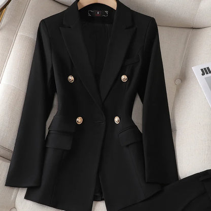 🍒Two piece womens blazer Jacket and long oants set elegant office wear matching outfit Y2k occasion clothes Get "WHITE Into BLACK And B-l-ACK To WHiTE