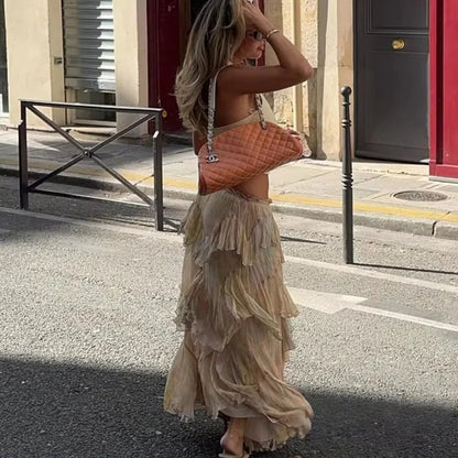 🍒Printed tiered skirt elasticated waist summer wear for women midi fashion long  mid-rise prairie chic smart casual clothing party occasion wear Playful Pretty Pastels