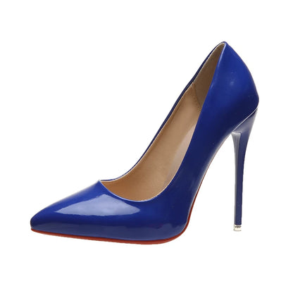 🍒Women’s pointed toe high heels 12cm pumps wedding dress shoes rubber bottom evening occasion footwear for party  pumps black also red Choose Your Colour