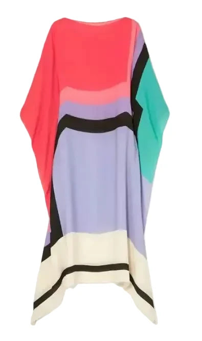 🍒Women's striped maxi dress slash neck Irregular outfit hem shape batwing sleeve summer dress slanted shoulders bohemian style clothing