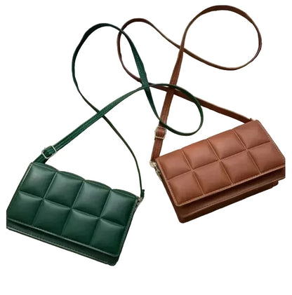 🍒Solid colour shoulder bag crossbody handbags female cushioned designer pu leather bags for smart casual accessory for women Chocolate Bag