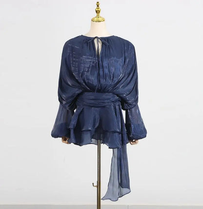 🍒Soliede dasnekrok met hoë middellyf en ruffle vir vroue, langmou mini-partytjieklere, klubdrag, geleentheidsklere, vroulike mode, Swier In Ruffles