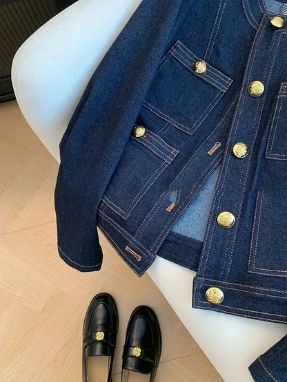 🍒Blue denim jackets women fall classic styles short coat chic outerwear female Mujer Loose smart casual clothes