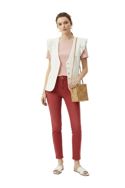 🍒Waist coat vest women black white female spring summer fashion female sleeveless jacket casual outerwear button down top You Will Be frilled With This