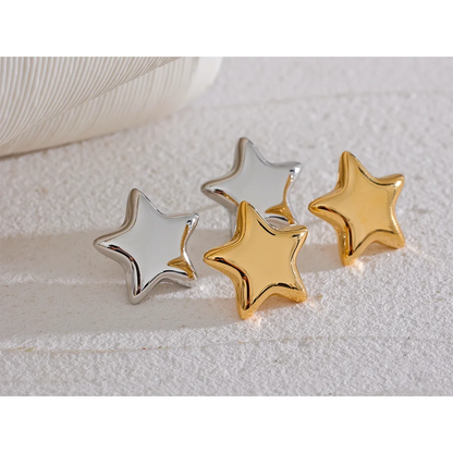 🍒Stainless steel star stud earrings cute stud earrings smooth 18K gold plated rust proof jewellery trendy accessories for women Gift Get This Steel Its A Star
